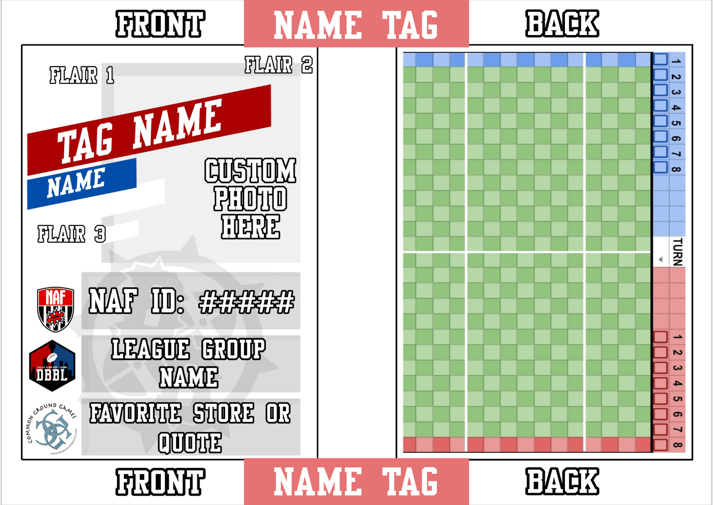 Custom Fantasy Football Name Tag